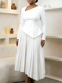 Solid Pleated Blazer Dress