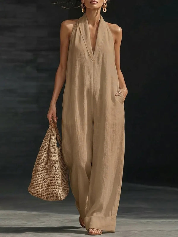 V-Neck Sleeveless Jumpsuit
