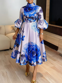 Floral Puff-Sleeve Dress