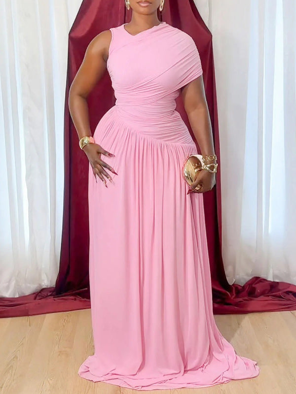 One-Shoulder Ruched Maxi Dress