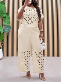 Cutout Boat-Neck Top & Pants Set