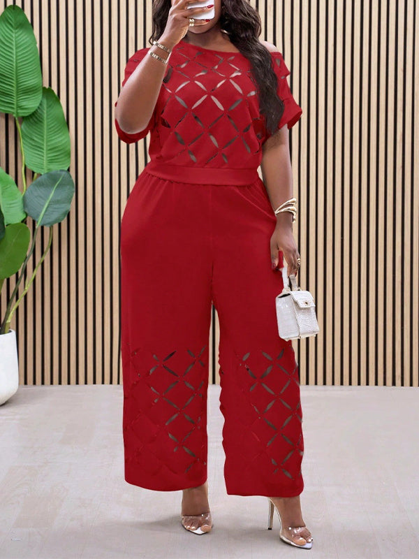 Cutout Boat-Neck Top & Pants Set
