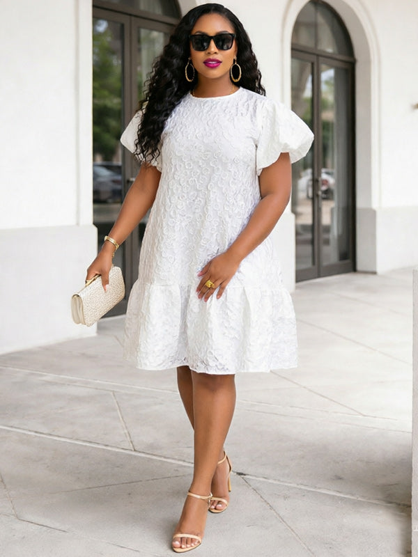 Printed Puff-Sleeve Dress