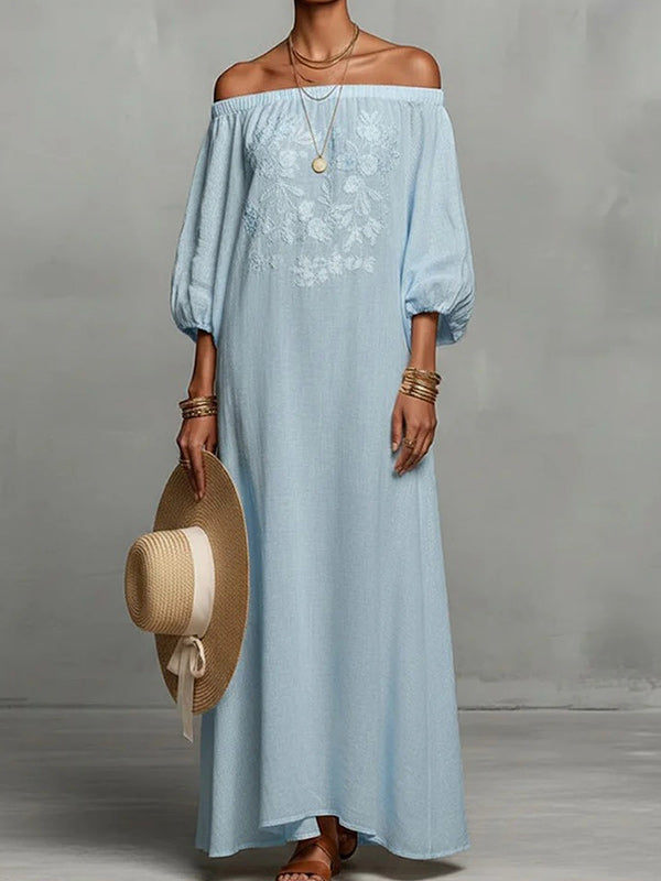 Printed Off-Shoulder Maxi Dress