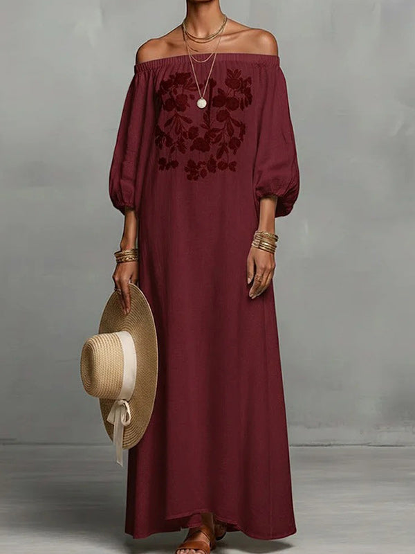 Printed Off-Shoulder Maxi Dress