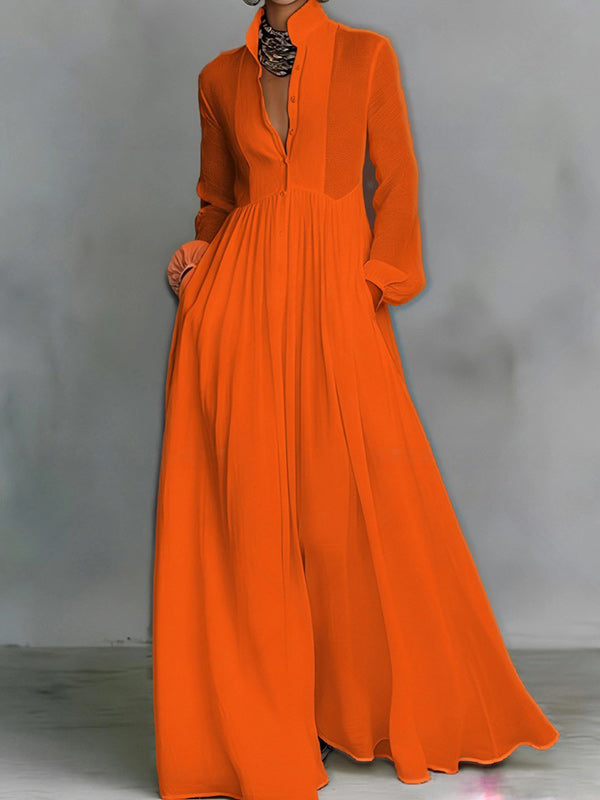 Solid Button-Front Shirt Dress