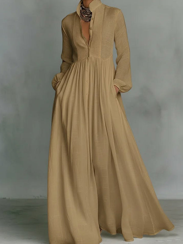Solid Button-Front Shirt Dress