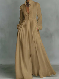 Solid Button-Front Shirt Dress
