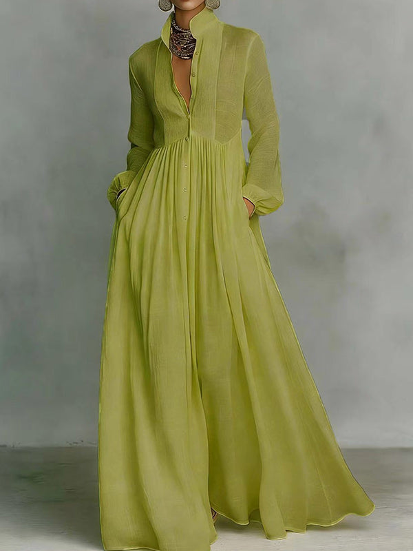 Solid Button-Front Shirt Dress