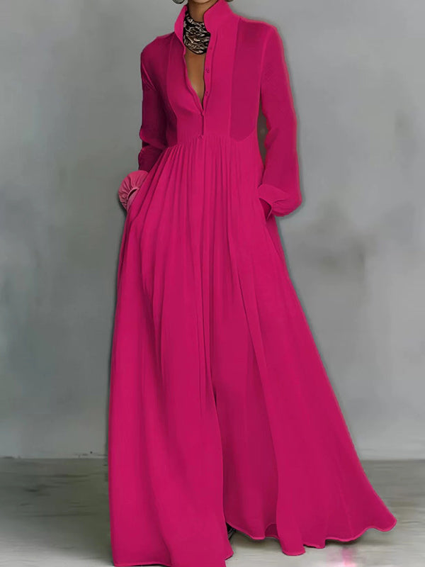 Solid Button-Front Shirt Dress