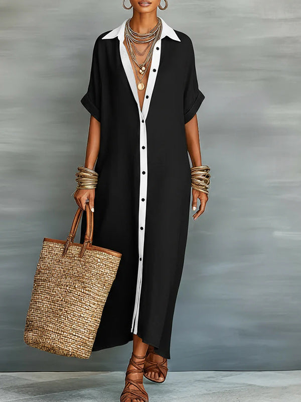 Contrast Shirt Dress