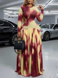 Printed Pleated Maxi Dress