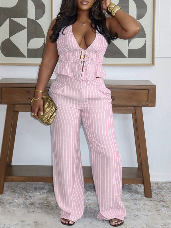 Stripe Halter Top & Pants Set