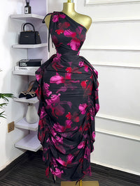 Floral One-Shoulder Ruffle Dress
