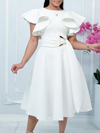 Solid Ruffle Tied Dress
