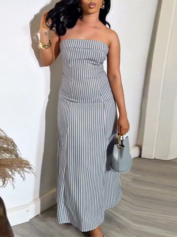 Stripe Strapless Dress