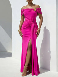 Off-Shoulder Slit Dress