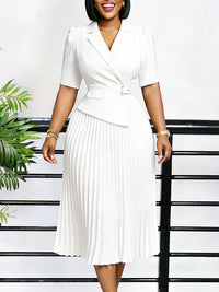 Pleated Belted Blazer Dress