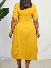 Solid Pleated Midi Dress