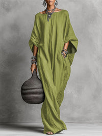 Solid Batwing-Sleeve Maxi Dress