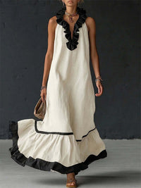 Ruffle Contrast Sleeveless Dress