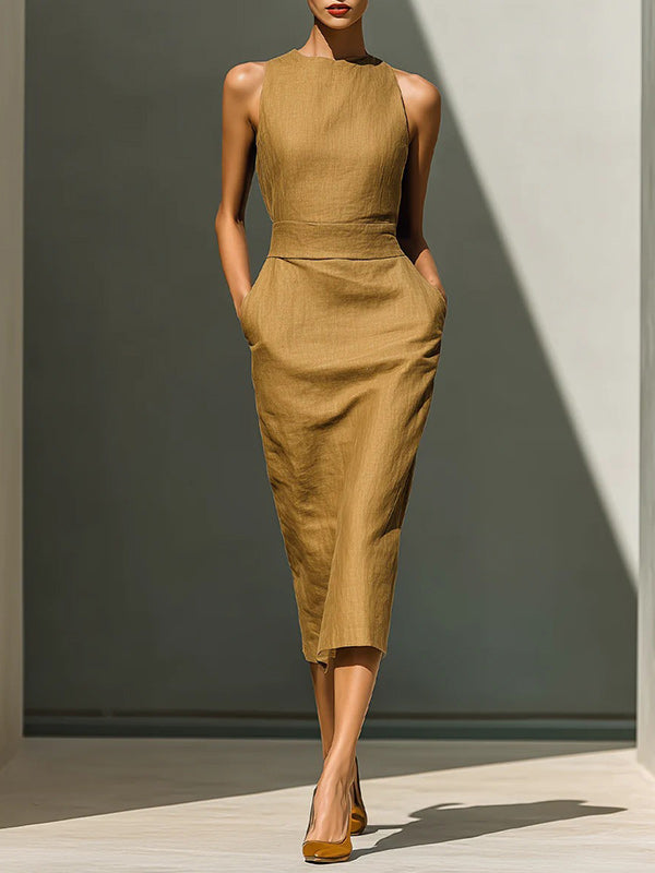 Solid Sleeveless Bodycon Dress