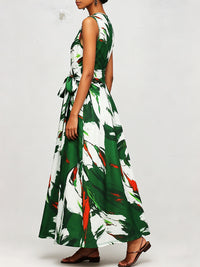 Printed Sleeveless Tied Dress