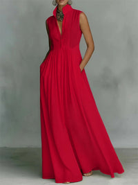 Solid Button-Front Sleeveless Dress