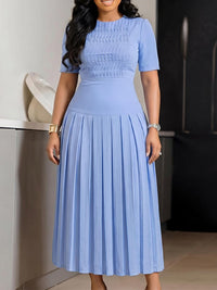 Solid Pleated Midi Dress