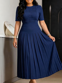 Solid Pleated Midi Dress