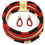 Nylon Layered Necklace & Earrings Set