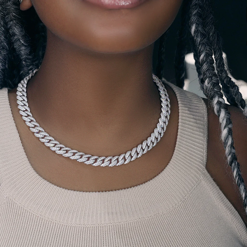 10mm Diamond Cuban Link Chain In Platinum