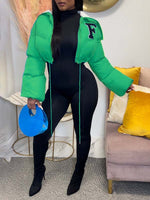 F-Embroidery Puffer Coat