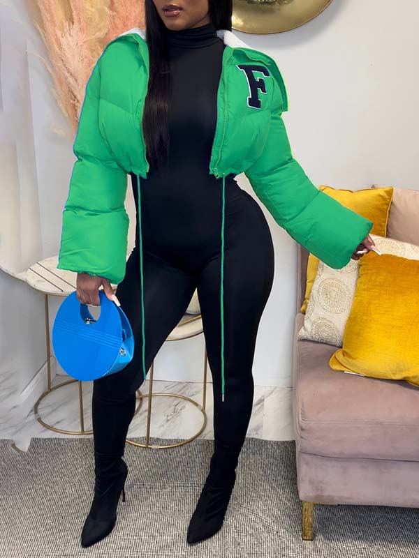 F-Embroidery Puffer Coat