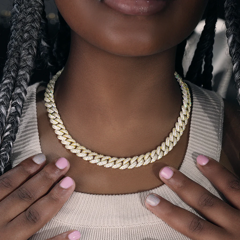 10mm Diamond Cuban Link Chain In Gold