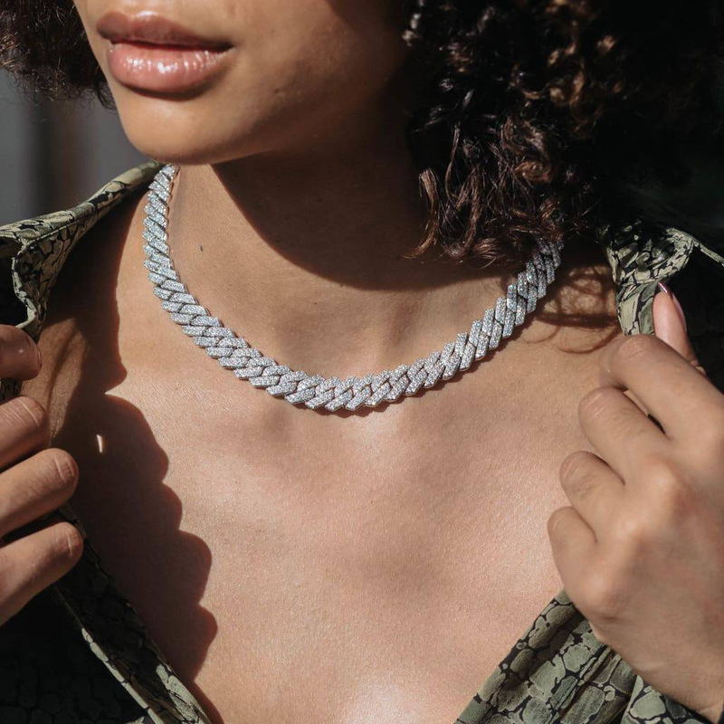 12mm Diamond Prong Cuban Chain