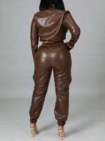 Beautiedoll Faux-Leather Jacket & Jogger Pants Set