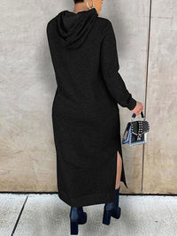 Beautiedoll Solid Slit Hoodie Dress