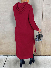 Beautiedoll Solid Slit Hoodie Dress