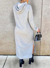 Beautiedoll Solid Slit Hoodie Dress