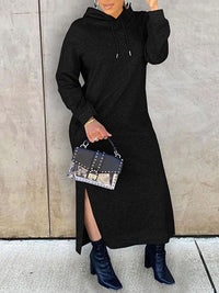 Beautiedoll Solid Slit Hoodie Dress