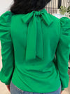 Beautiedoll Tied-Back Puff-Sleeve Blouse