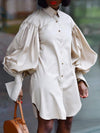 Beautiedoll Puff Sleeve Shirt Dress