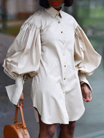 Beautiedoll Puff Sleeve Shirt Dress