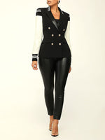 Beautiedoll Faux Leather Combo Blazer