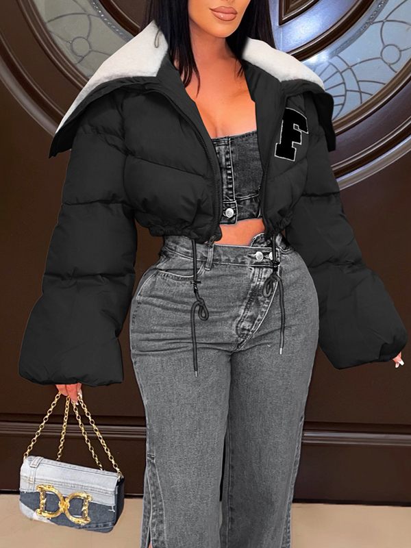 F-Embroidery Puffer Coat