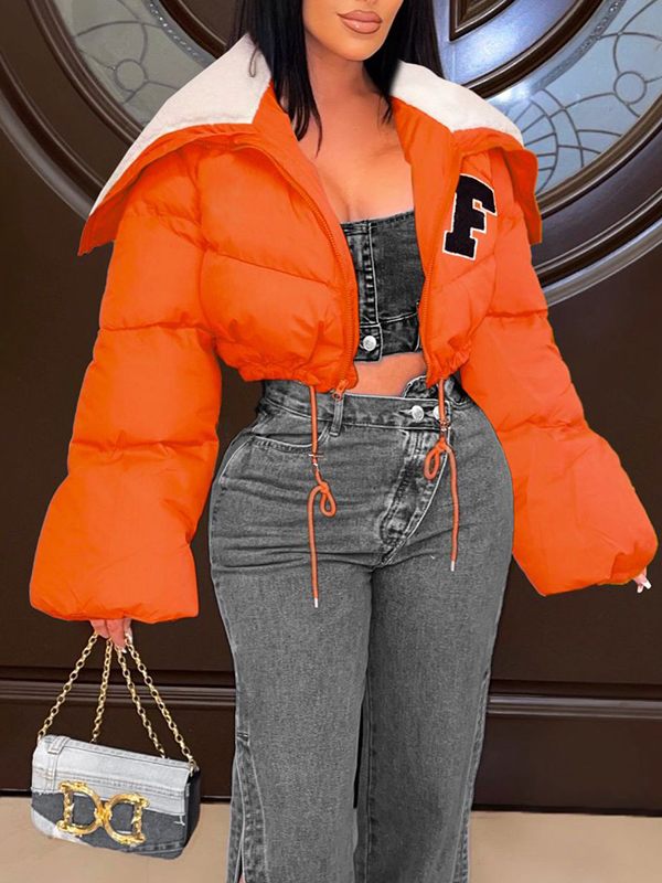 F-Embroidery Puffer Coat