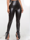 Tied-Cuff Faux-Leather Pants
