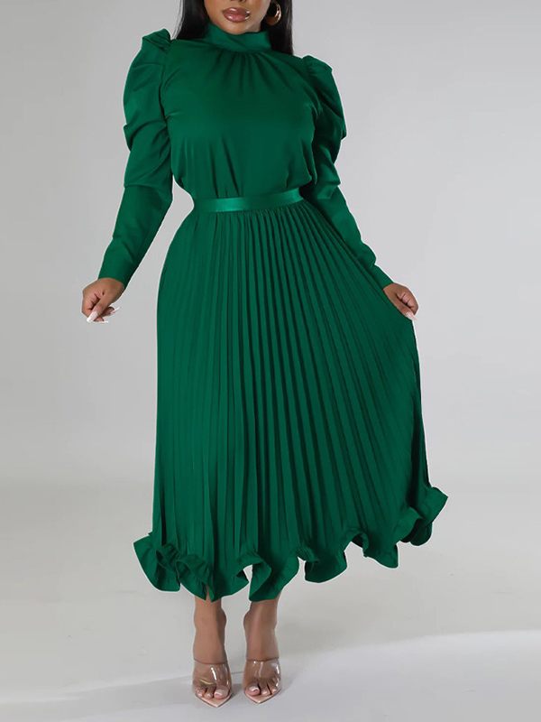 Beautiedoll Puff-Sleeve Top & Pleated Skirt Set