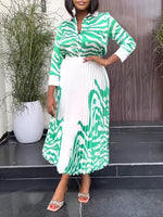 Zebra-Print Shirt & Pleated Skirt Set